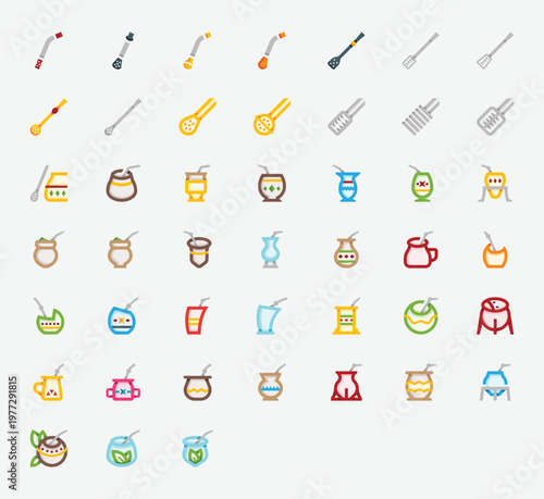 Mate Gourds and Bombillas Color Illustration