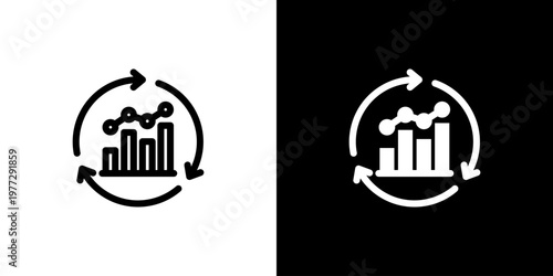 Kaizen Improvement icon concept with flat Black White Background. Vector illustration.