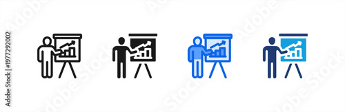 Professional Presenter icon multiple style collection. Vector illustration.