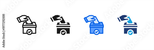 Vote Ballot Box icon multiple style collection. Vector illustration.