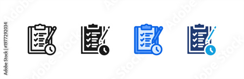 Agenda Checklist Task icon multiple style collection. Vector illustration.