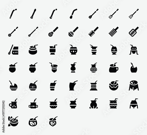 Mate Gourds and Bombillas Solid Style Illustration