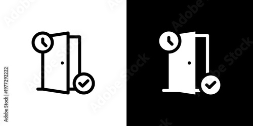 Meeting Room Booking icon concept with flat Black White Background. Vector illustration.