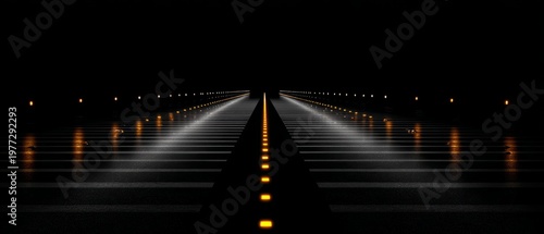Perspective View of Airport Runway at Night