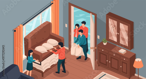 Family Moving into New Home Together.