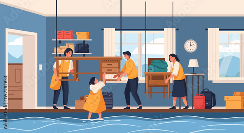 Family Moving into New Home Together.