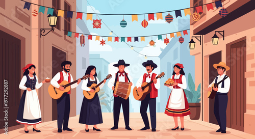 Group of People Playing Musical Instruments Together.