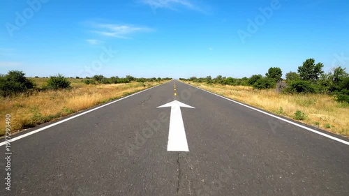 Highway leads to year 2025 painted on the asphalt