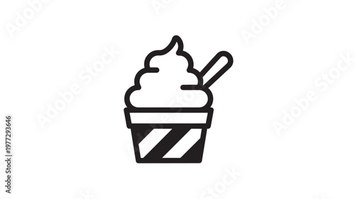 Ice cream cone icon with a spoon, representing a cold dessert perfect for hot days and sweet treats.