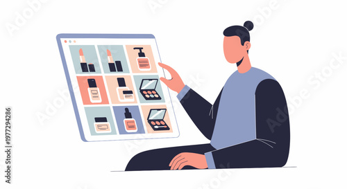 Online Shopping for Beauty Products on Tablet.