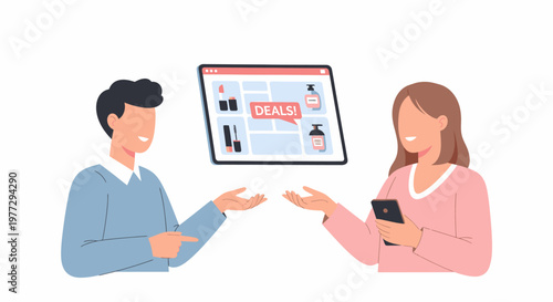 Online Shopping Discussion Between Two People.