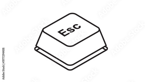 Esc button icon with black outline, representing computer keyboard and digital interface elements for quick exit.