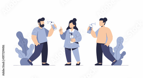 People using hand sanitizer for hygiene.