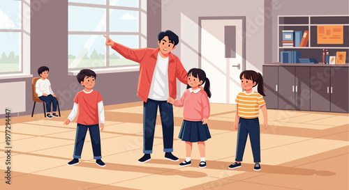 Teacher and Children in Classroom Setting.