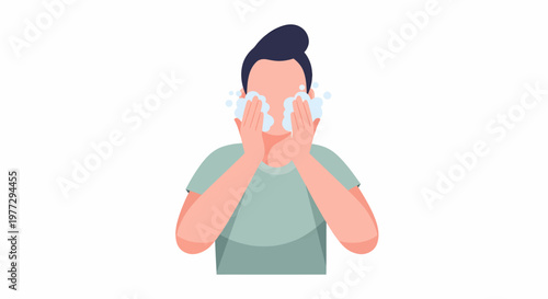 Person wiping face with tissue paper.