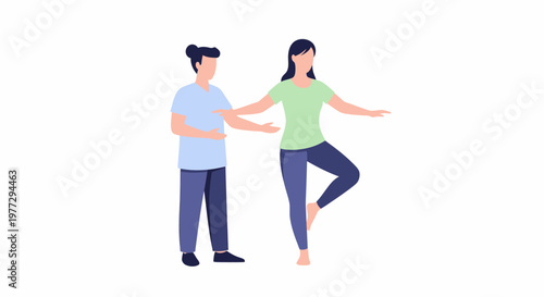 Personal Trainer Helping Woman Balance Exercise.