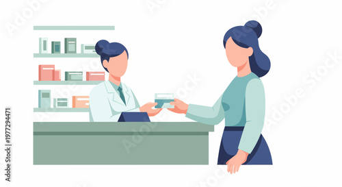 Pharmacist Dispensing Medication to Customer in Pharmacy.