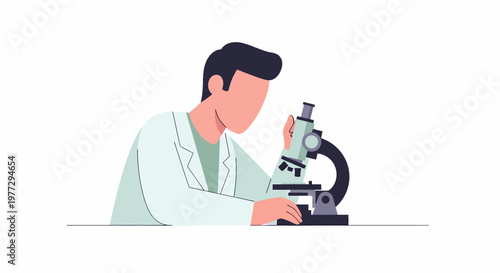 Scientist Using Microscope in Laboratory Research.