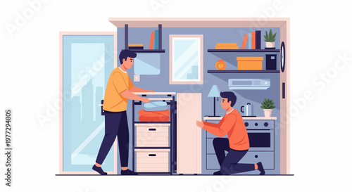 Two Men Working in Office Space.