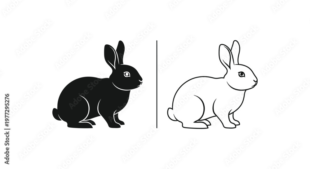 Obraz premium Black White Rabbit Illustration Design Ideas Vector