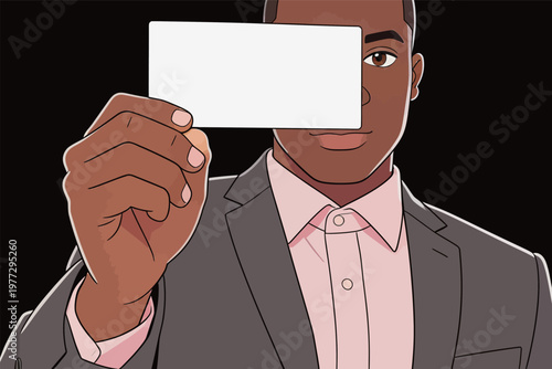 Businessman Holding Blank Business Card Illustration