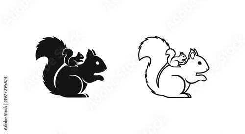 Cute Squirrel Silhouette Vector Designs Vector