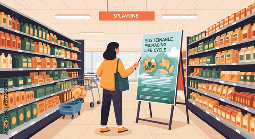 Woman Shopping for Sustainable Products in Store.