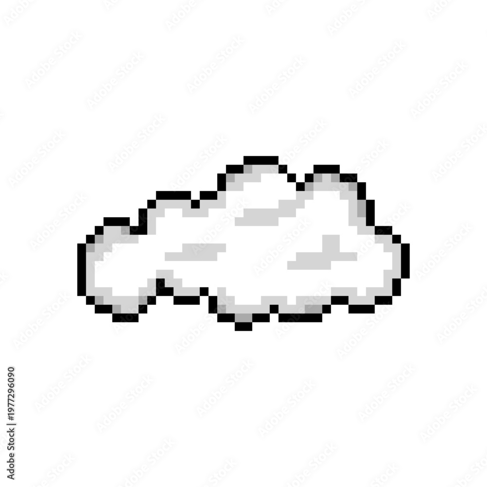 Fototapeta premium Vector Illustration of White Cloud with Pixel Art Design