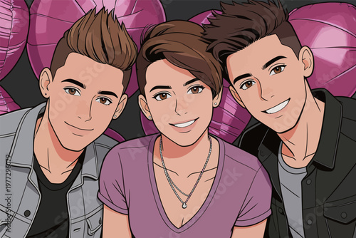 Three Stylish Friends in Casual Outfits