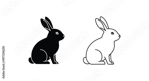 Black and White Rabbit Symbol Vector Designs Vector