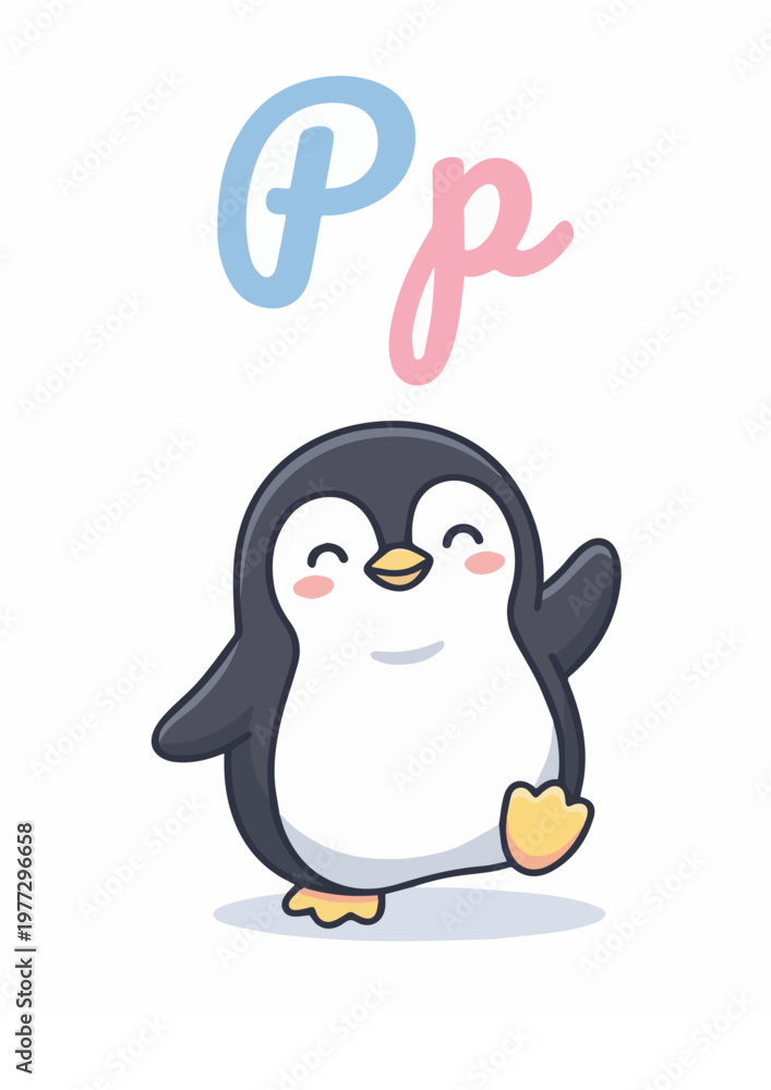 Fototapeta premium Cute Penguin Alphabet Letter P Illustration for Kids Learning ABC