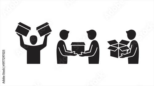 Vector illustration of people sharing documents and working together in business collaboration scenarios