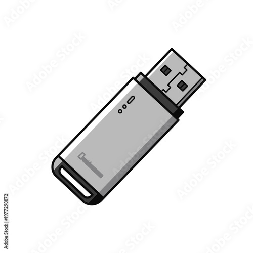 Modern usb flash drive illustration on white background isolated for design