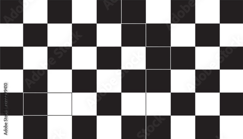 Checkerboard pattern composed of alternating black and white squares, creating a geometric mosaic for backgrounds.