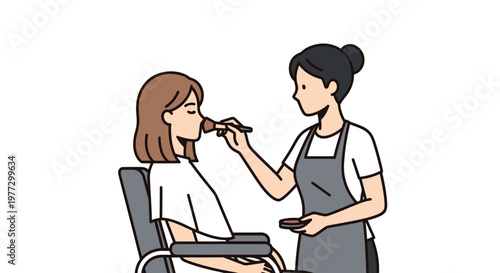 Woman receiving makeup application from professional with brush and powder