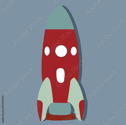 red rocket.Vector illustration of a red and white rocket blasting off,
