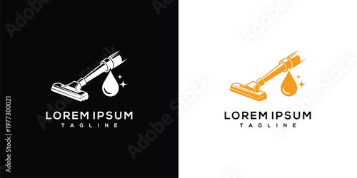 Cleaning Service Logo with Vacuum and Water Droplet