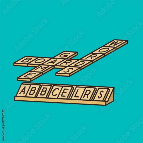 Wooden board game pieces with letters vector illustration for Scrabbleday on April 13