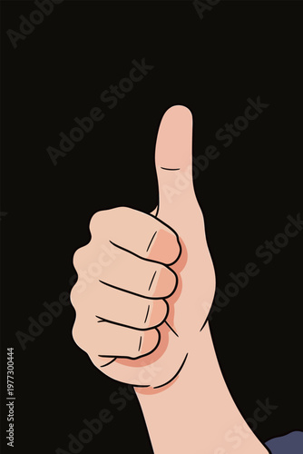 Thumbs Up Hand Illustration on Black Background