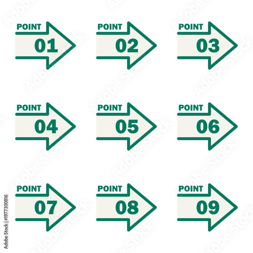 イラスト素材：ポイント,矢印,数字,付箋,注目,注意,重要