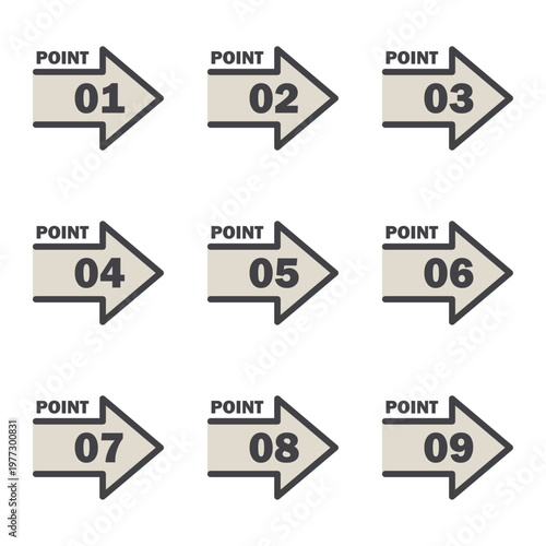 イラスト素材：ポイント,矢印,数字,付箋,注目,注意,重要