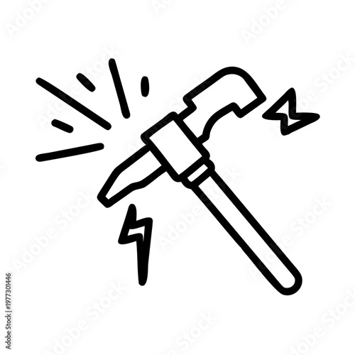 Hand drawn illustration of a geologist hammer or rock pick tool