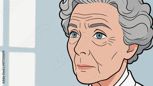 Portrait of Elderly Woman with Gray Hair