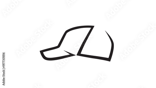 Cap icon with simple black outline, representing a baseball cap or similar headwear for protection or style.