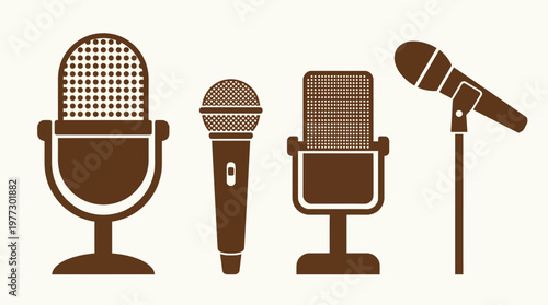 Four different types of microphones illustration.