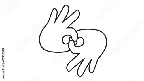 Hands forming an OK sign and a loop for sign language communication symbol featuring gesture, fingers, deaf with hearing impaired and connection