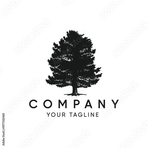 A tree silhouette with lush leaves, perfect for a logo or additional element in a design.