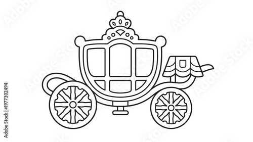 Carriage royal ornate with crown detail, historical transport for a princess, ideal for fairy tales featuring coach, vehicle, fantasy with fantasy