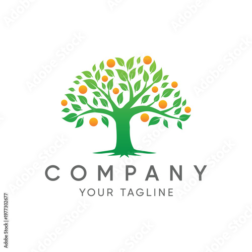 A simple and clean orange tree design, perfect for a logo or additional element in a design.