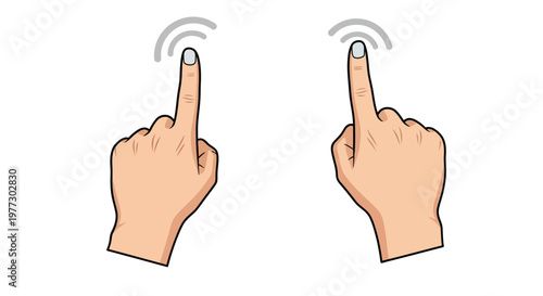 Two hands pointing with subtle motion lines a distinct silhouette